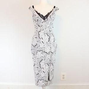 White and Black A.B.S. Midi Dress, size 4